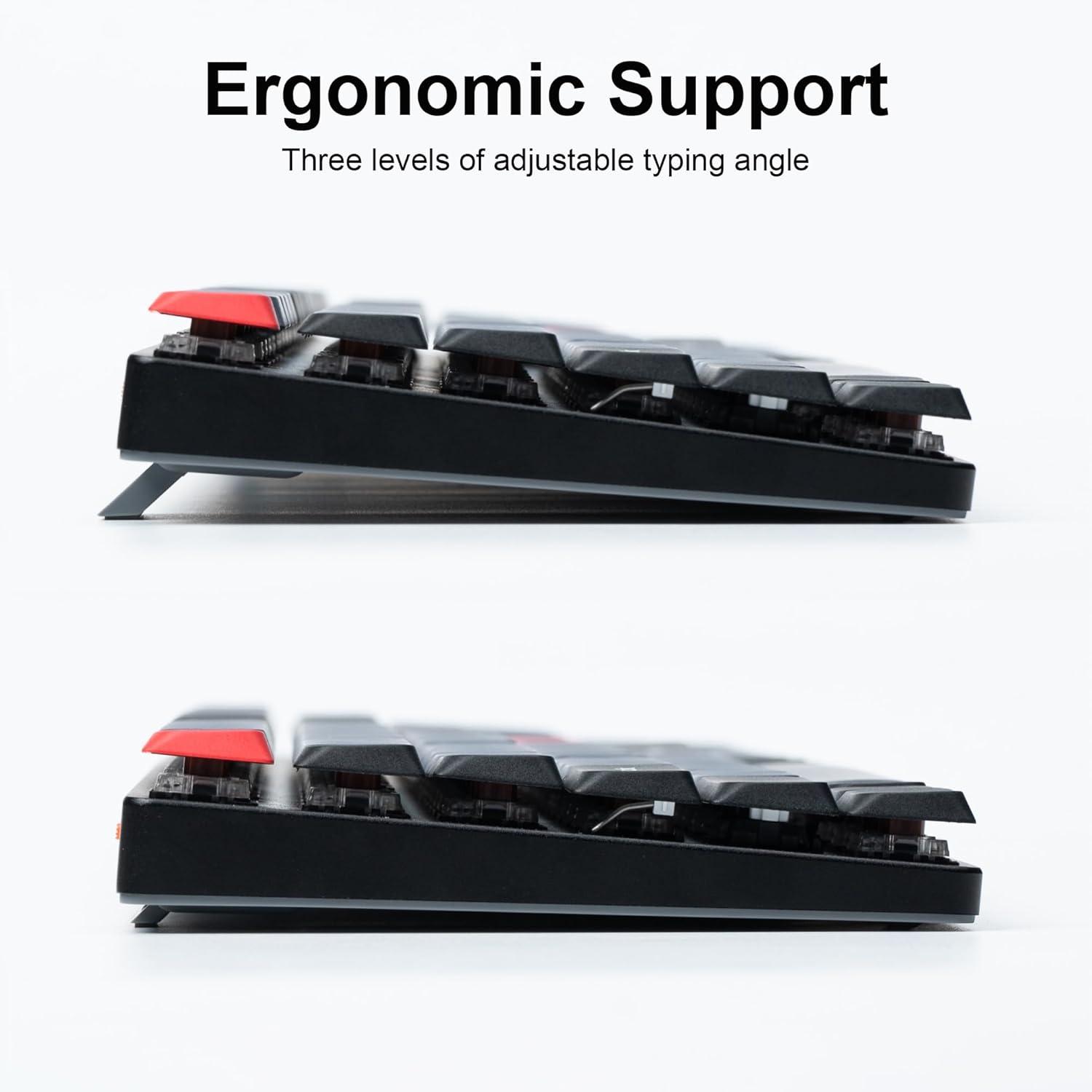 imageKeychron K5 Pro Wireless Custom Mechanical Keyboard 100 Full Size Layout Hot Swappable Programmable UltraSlim RGB Backlit Low Profile Gateron Brown Switch BluetoothWired for Mac Windows LinuxBrown Switch