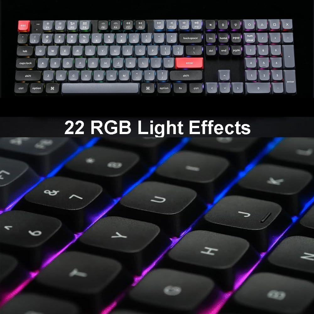 imageKeychron K5 Pro Wireless Custom Mechanical Keyboard 100 Full Size Layout Hot Swappable Programmable UltraSlim RGB Backlit Low Profile Gateron Brown Switch BluetoothWired for Mac Windows LinuxBrown Switch