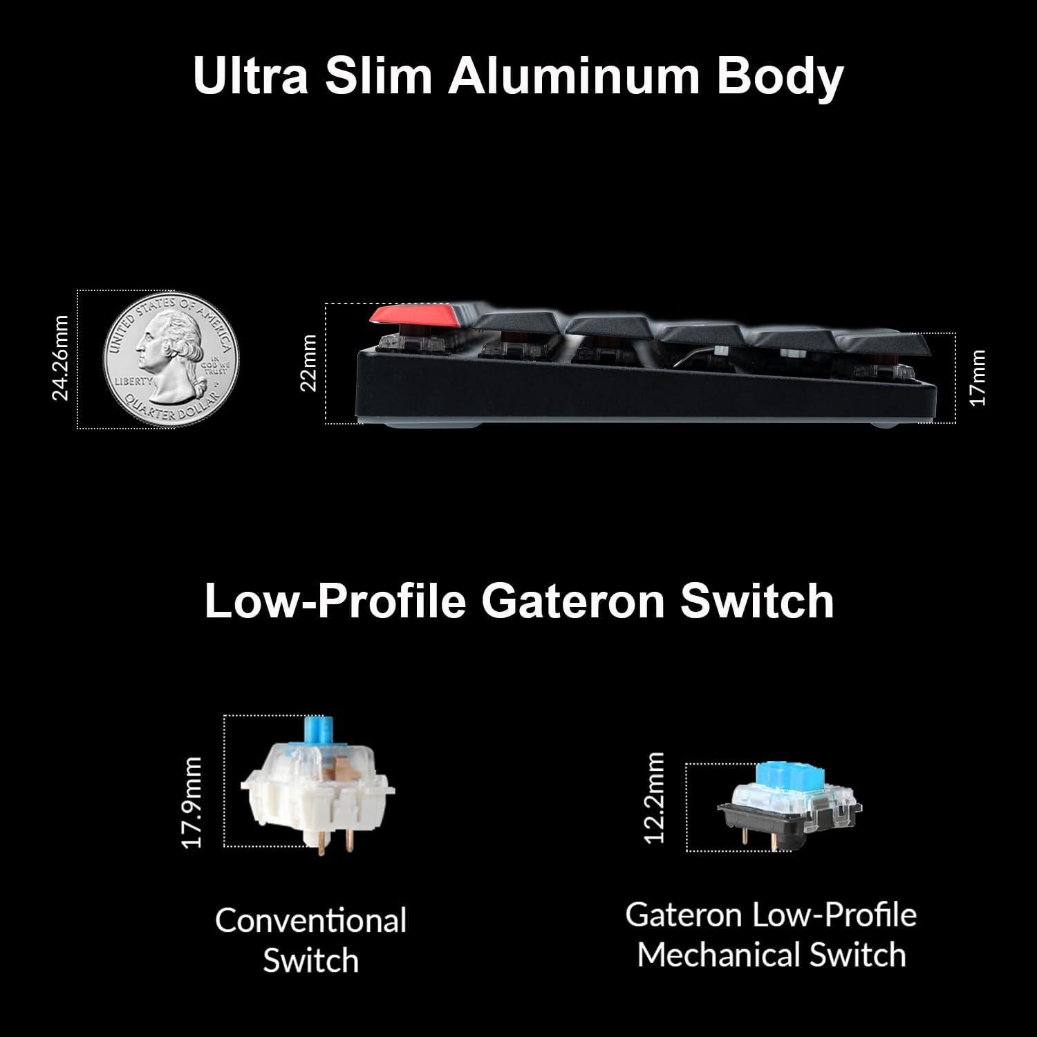 imageKeychron K5 Pro Wireless Custom Mechanical Keyboard 100 Full Size Layout Hot Swappable Programmable UltraSlim RGB Backlit Low Profile Gateron Brown Switch BluetoothWired for Mac Windows LinuxBrown Switch