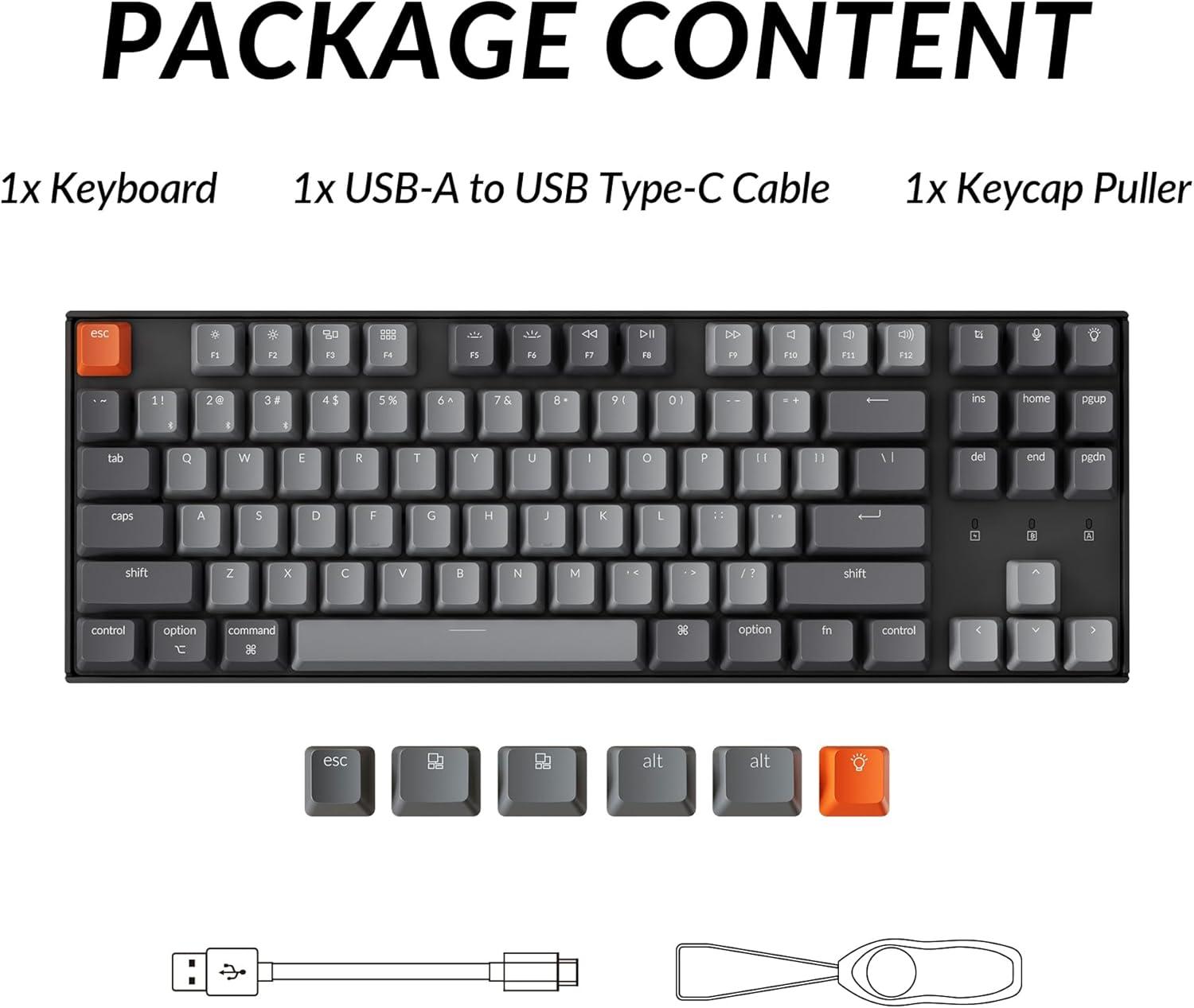 imageKeychron K8 Tenkeyless Wireless Mechanical Keyboard for Mac White Backlight Bluetooth Multitasking TypeC Wired Gaming Keyboard for Windows with Brown SwitchKeychron Super Brown Switch