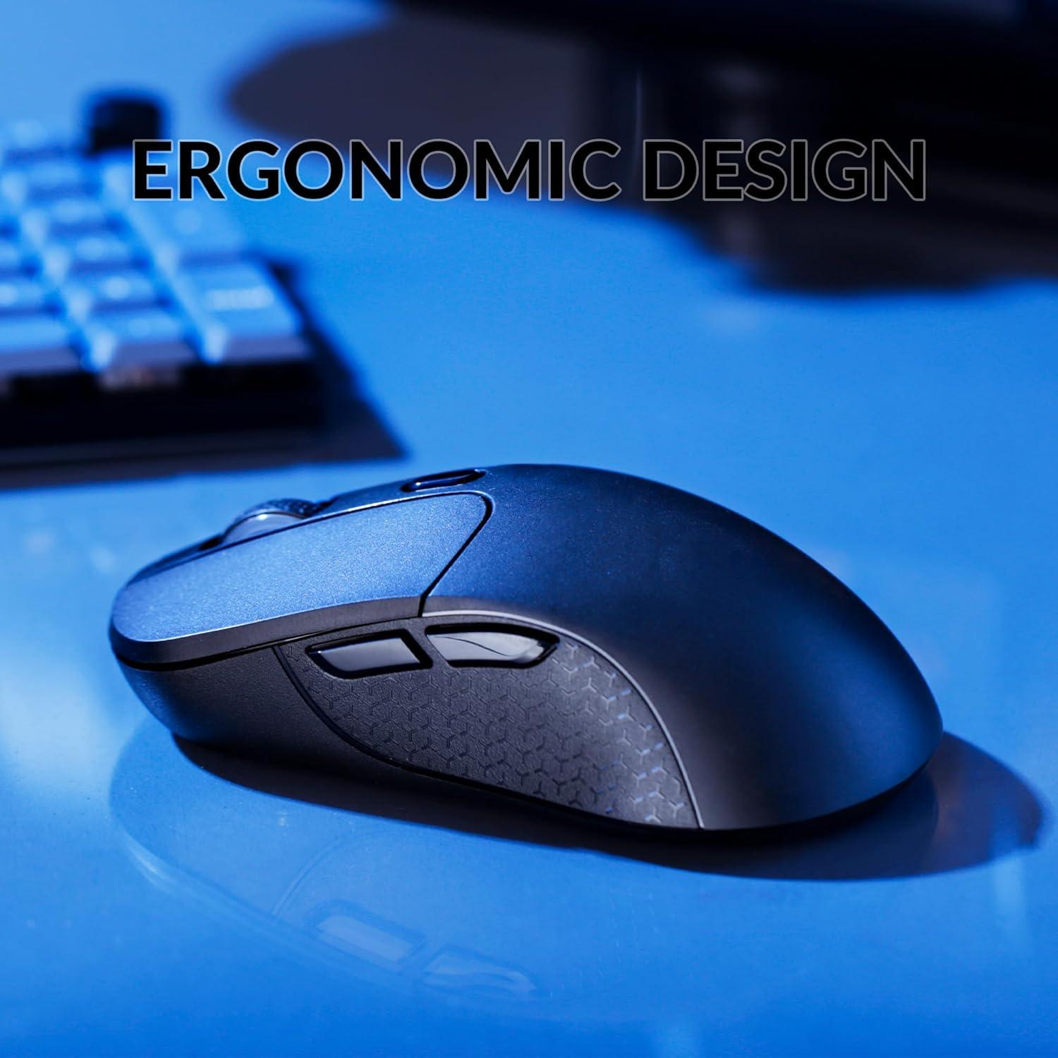 imageKeychron M3 Wireless Mouse PAW3395 Sensor with Programmable Macro Button 26000 DPI Supports 24 GHzBluetooth 51 79g UltraLight Ergonomic Design Up to 70 Hours Using for PC Mac Laptop BlackBlack