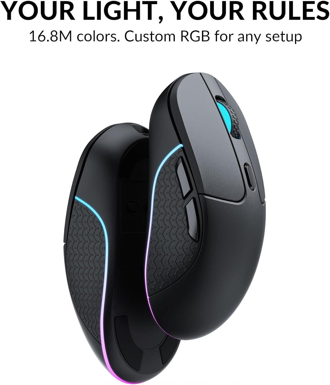 imageKeychron M3 Wireless Mouse PAW3395 Sensor with Programmable Macro Button 26000 DPI Supports 24 GHzBluetooth 51 79g UltraLight Ergonomic Design Up to 70 Hours Using for PC Mac Laptop BlackBlack