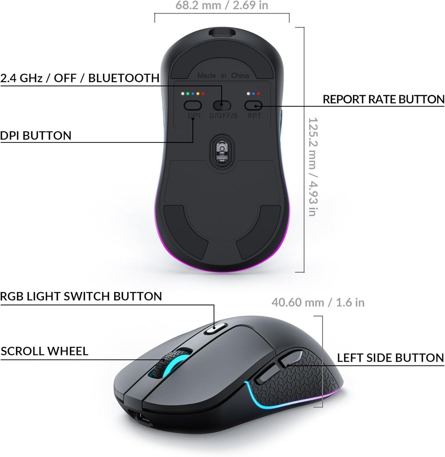 imageKeychron M3 Wireless Mouse PAW3395 Sensor with Programmable Macro Button 26000 DPI Supports 24 GHzBluetooth 51 79g UltraLight Ergonomic Design Up to 70 Hours Using for PC Mac Laptop BlackBlack