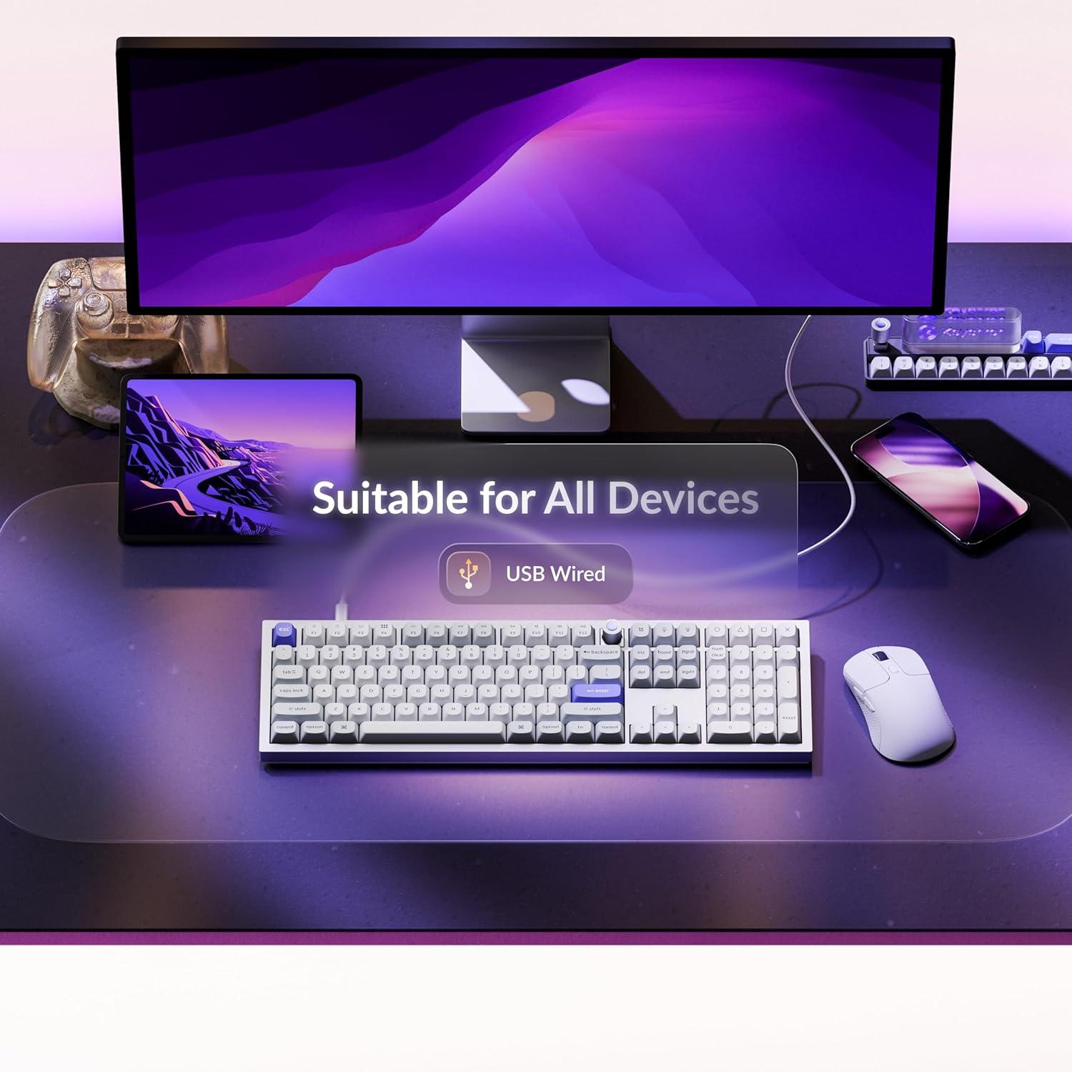 imageKeychron Q6 HE Wired Hall Effect Keyboard Rapid Trigger Magnetic Switch Keyboard Hot Swappable 8000 Hz Polling Rate FullSize Layout Aluminum Custom RGB for Mac Windows Linux WhiteWhite