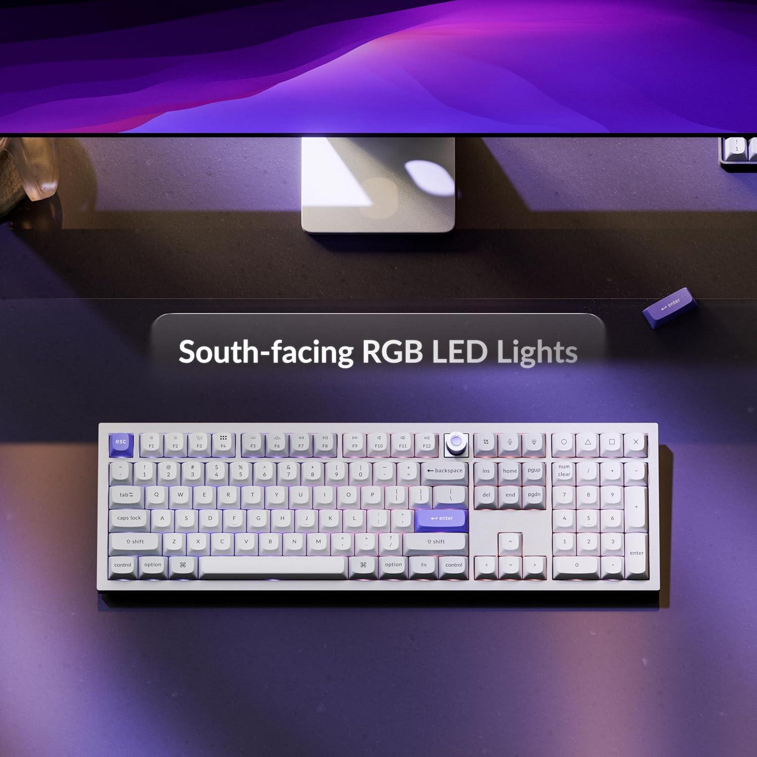 imageKeychron Q6 HE Wired Hall Effect Keyboard Rapid Trigger Magnetic Switch Keyboard Hot Swappable 8000 Hz Polling Rate FullSize Layout Aluminum Custom RGB for Mac Windows Linux WhiteWhite