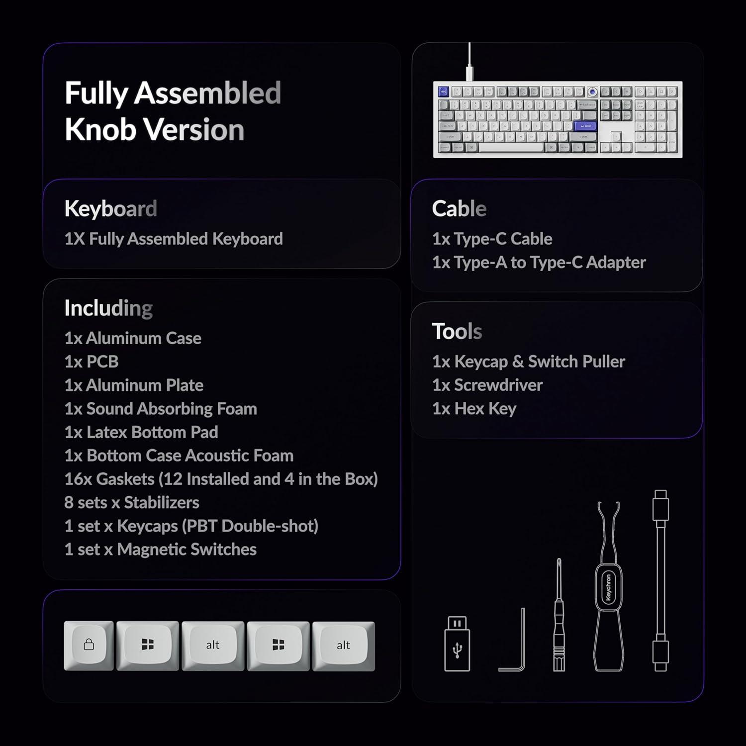 imageKeychron Q6 HE Wired Hall Effect Keyboard Rapid Trigger Magnetic Switch Keyboard Hot Swappable 8000 Hz Polling Rate FullSize Layout Aluminum Custom RGB for Mac Windows Linux WhiteWhite