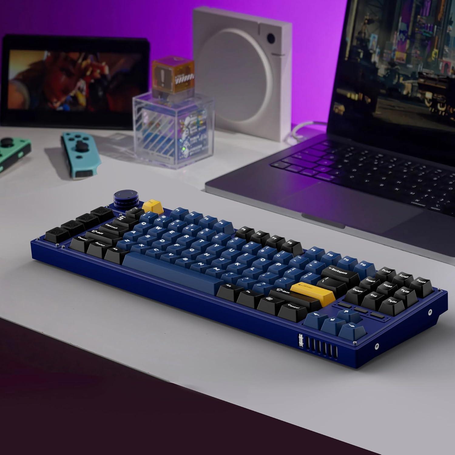 imageLEMOKEY L3 TKL Layout Wireless QMKLauncher FullMetal HotSwappable RGB Backlight Custom Mechanical Keyboard for WindowsLinuxGateron Brown SwitchFully Assembled KnobBlue