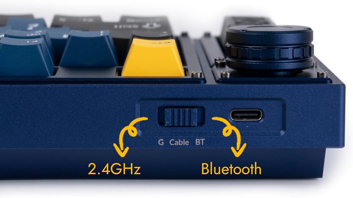 imageLEMOKEY L3 TKL Layout Wireless QMKLauncher FullMetal HotSwappable RGB Backlight Custom Mechanical Keyboard for WindowsLinuxGateron Red SwitchFully Assembled KnobBlue