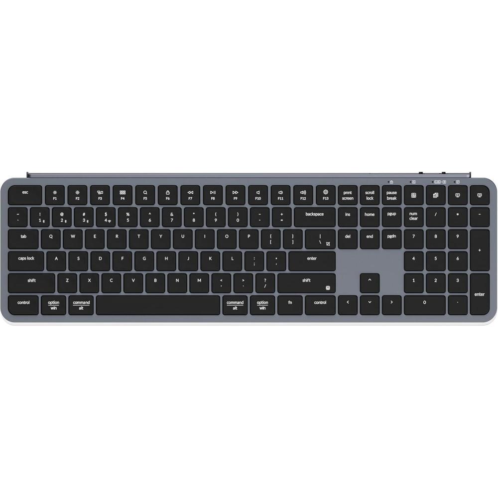imageKeychron B6 Pro UltraThin Wireless Keyboard FullSize ZMK with Numeric Keypad Quiet Typing 24 GHzBluetooth 52Wired Connection Long Battery Life Compatible with Mac Windows Linux  Space GraySpace Gray