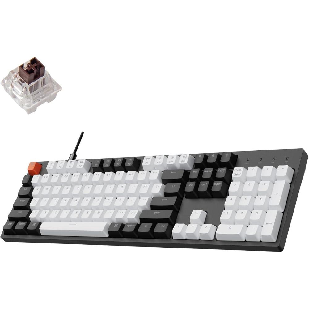 imageKeychron C2 Full Size 104 Keys Wired Mechanical Gaming Keyboard for Mac Layout Gateron G Pro Brown SwitchWhite LED BacklightDouble Shot ABS KeycapsUSB C Computer Keyboard for Windows LaptopGateron G Pro mechanical Brown Switch