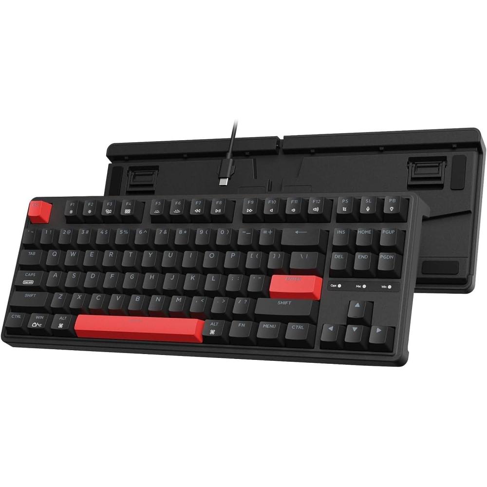 imageKeychron C3 Pro QMKVIA Custom Gaming Keyboard Programmable 87 Keys Compact TKL Layout Gasket Mount Red LED Backlight Wired Mechanical Keyboard with Brown Switches for MacWindowsLinuxRed Switch