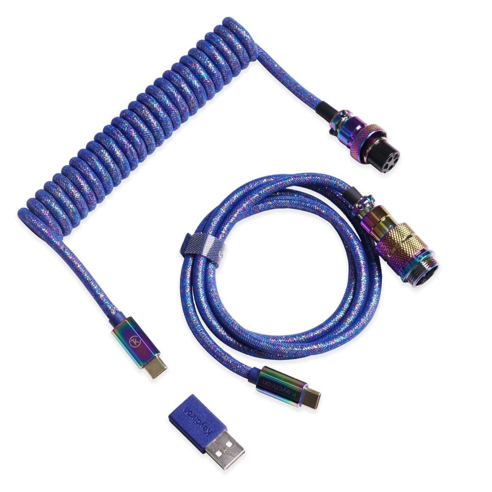 imageKeychron Colorful Premium Coiled TypeC Cable Straight Rainbow Plated BlueRainbow Plated Blue