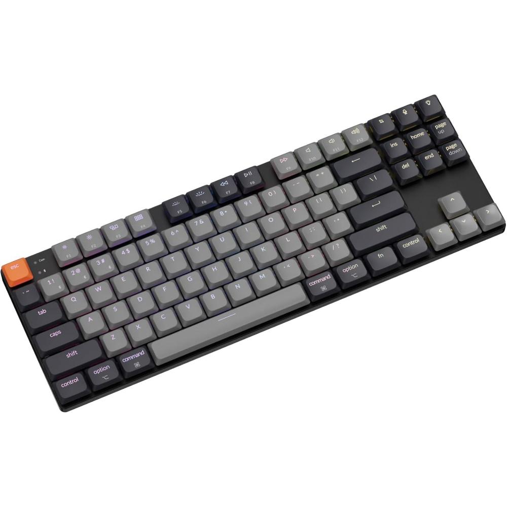 imageKeychron K1 Version 6 Low Profile Wireless Mechanical Keyboard TKL Bluetooth 52Wired QMK Programmable Keys RGB Backlit with HotSwappable Low Profile Keychron Red Switch for Mac Windows LinuxHotswap Keychron LowProfile Brown Switch