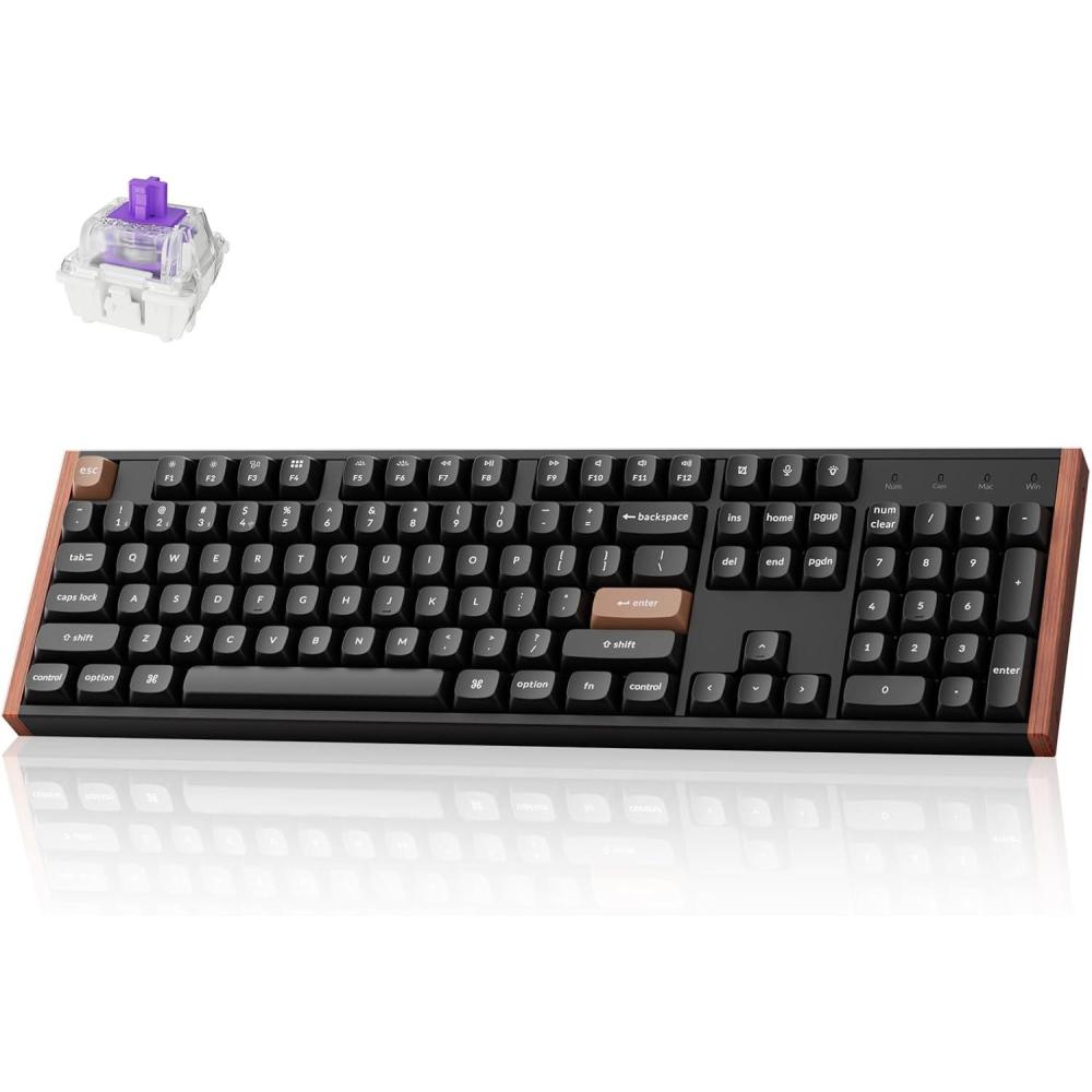 imageKeychron K10 HE Hall Effect Keyboard Wireless Magnetic Switch Hot Swappable Adjustable Actuation Rapid Trigger Mode with Aluminum  Wood Frame FullSize Custom RGB for Mac Windows Linux  WhiteBlack