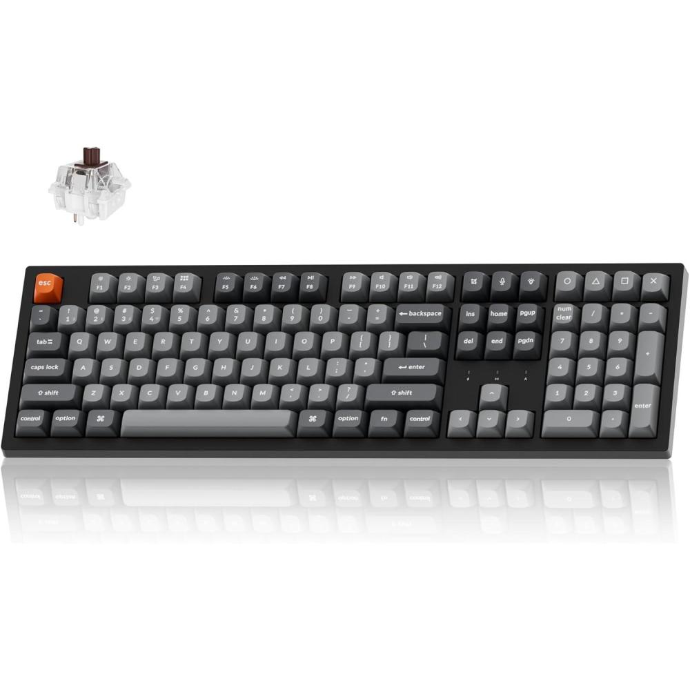 imageKeychron K10 Max Wireless Custom Mechanical Keyboard QMK 24 GHz Bluetooth FullSize with Hotswappable Keychron Super Red Switch Compatible with Mac Windows Linux RGB BacklitHotswap Keychron Super Brown Switch
