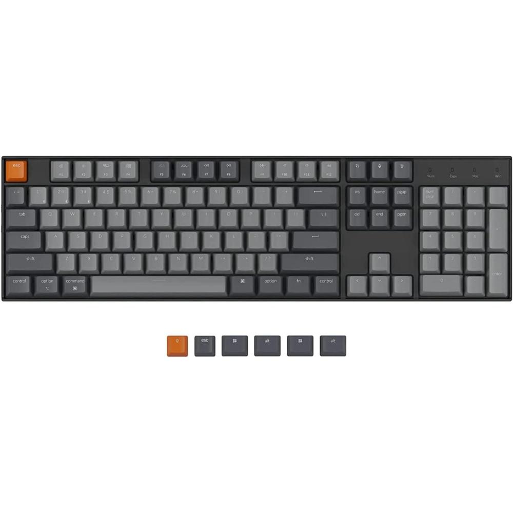 imageKeychron K10 Wireless Mechanical Gaming Keyboard HotSwappable 104 Keys Full Size Gateron G Pro Brown Switch White LED Backlight USBC Wired Bluetooth Professional Office Keyboard for MacWindowsBrown Switch