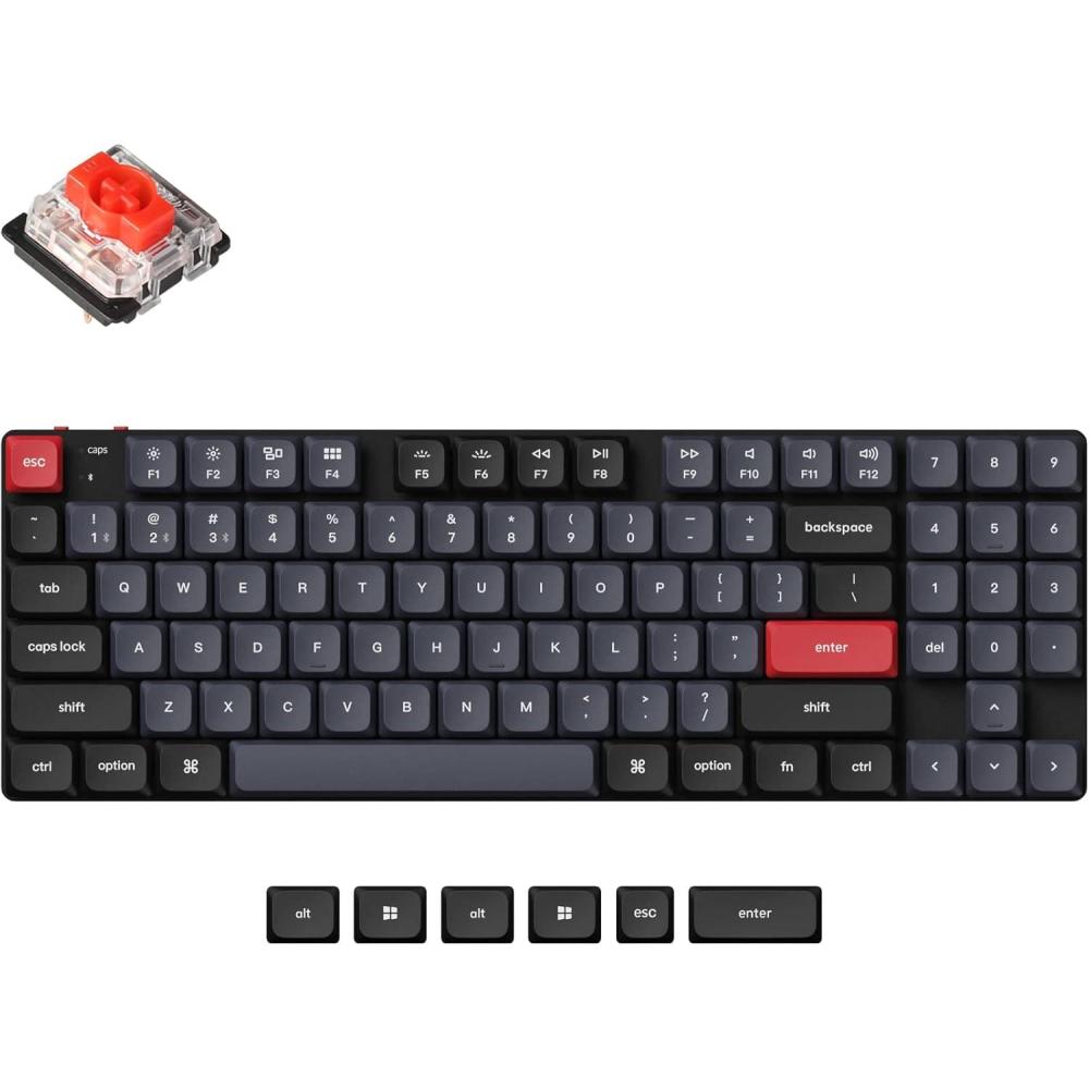 imageKeychron K13 Pro UltraSlim QMKVIA Wireless Mechanical Keyboard TKL Layout with Numpad Custom Programmable RGB with Hotswappable LowProfile Gateron Brown Switch Compatible with Mac Windows LinuxHotSwap LowProfile Gateron Red Switch