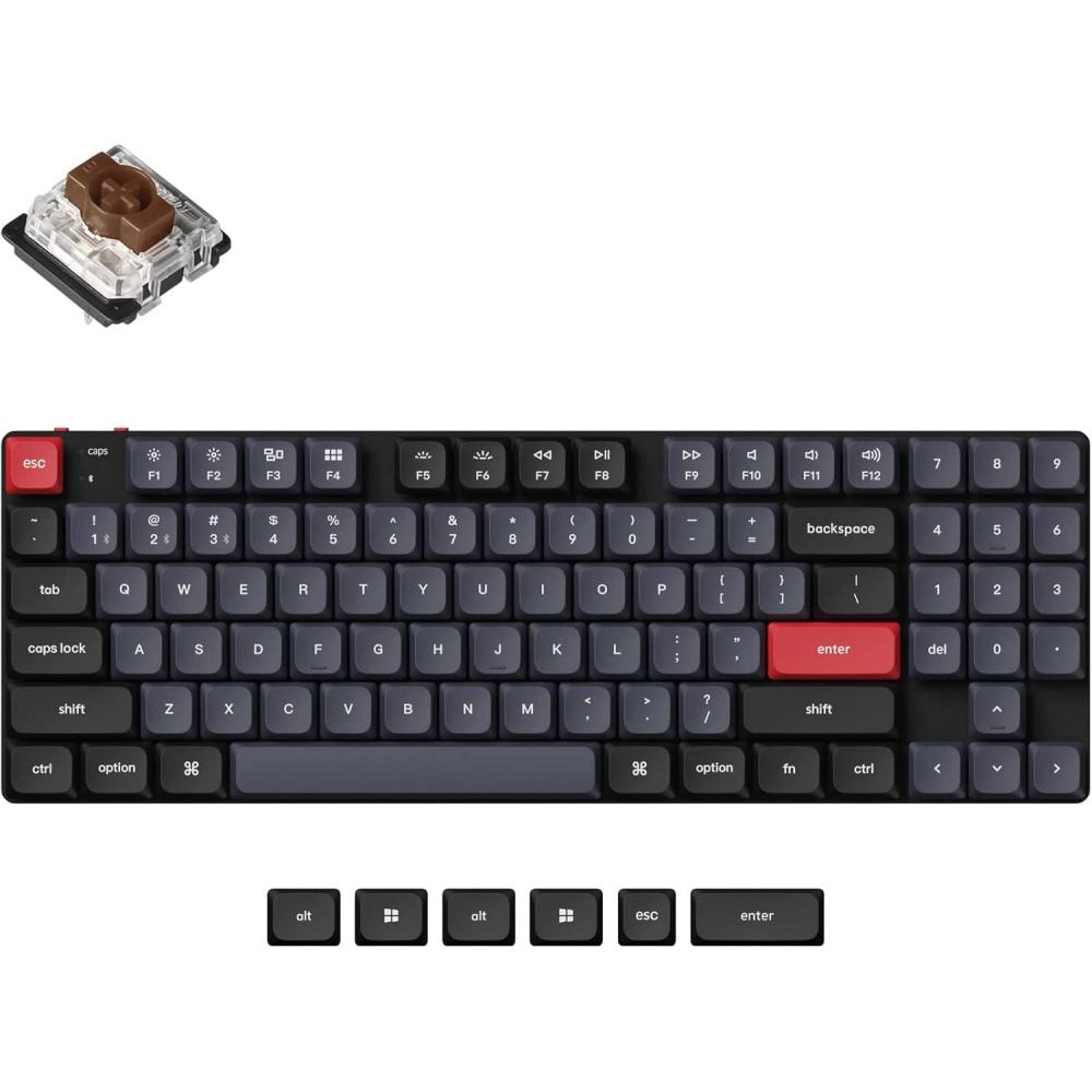 imageKeychron K13 Pro UltraSlim QMKVIA Wireless Mechanical Keyboard TKL Layout with Numpad Custom Programmable RGB with Hotswappable LowProfile Gateron Brown Switch Compatible with Mac Windows LinuxHotSwap LowProfile Gateron Brown Switch