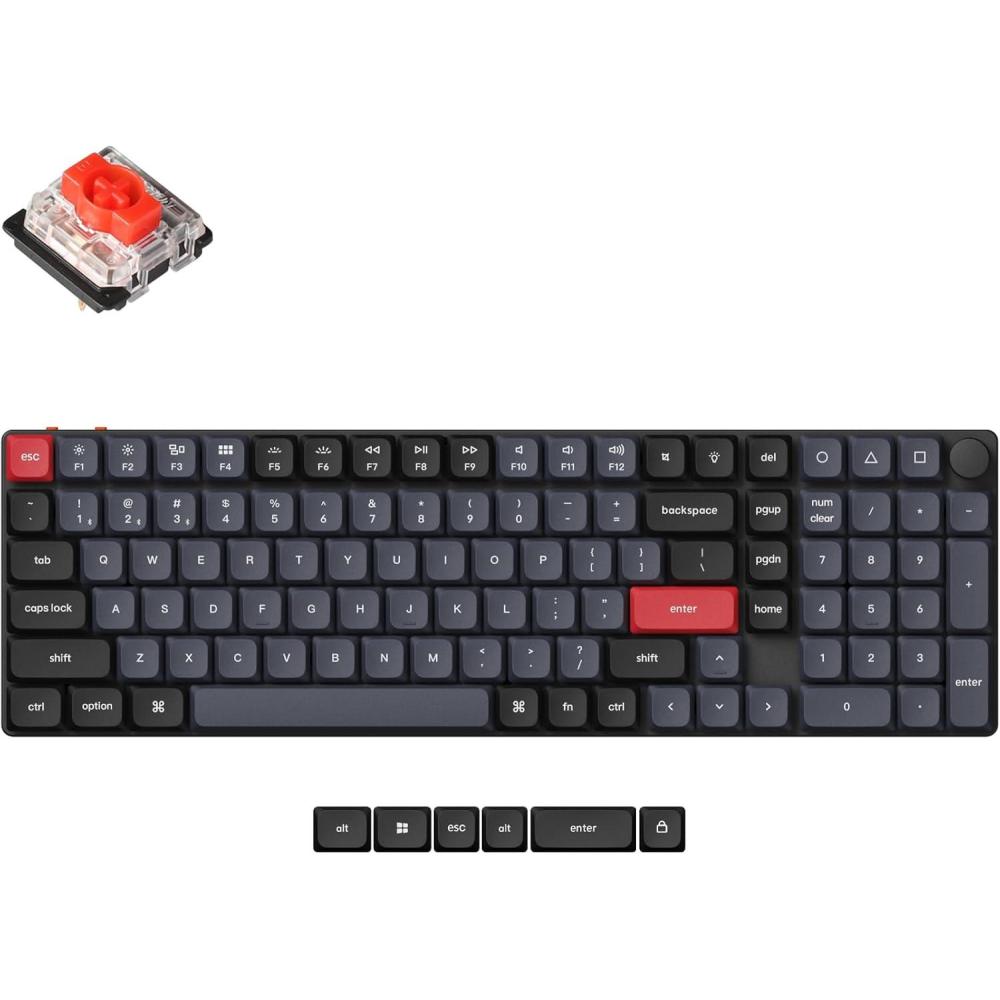imageKeychron K17 Pro QMKVIA LowProfile Custom Wireless Mechanical Keyboard 96 Layout Programmable Knob BluetoothWired White Backlight Compatible with Mac Windows LinuxLowProfile Gateron Red Switch