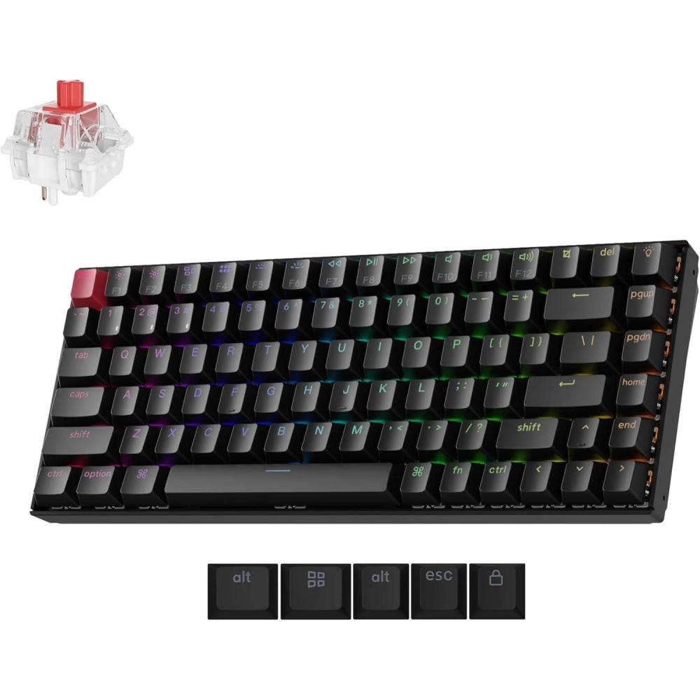 imageKeychron K2 75 Layout RGB Bluetooth Wireless Mechanical Keyboard with Gateron G Pro Brown SwitchAnti GhostingNKey Rollover Compact 84 Keys USB Wired Gaming Keyboard for Mac WindowsVersion 2Keychron Super Red Switch