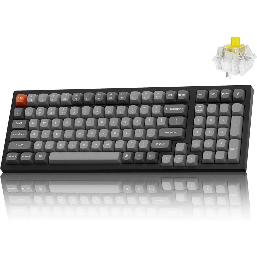 imageKeychron K4 Max Wireless Mechanical Keyboard 96 Layout QMK 24 GHzBluetooth 51Wired White Backlit with Hotswappable Keychron Super Banana Switch for Mac Windows LinuxHotSwap Keychron Super Banana Switch