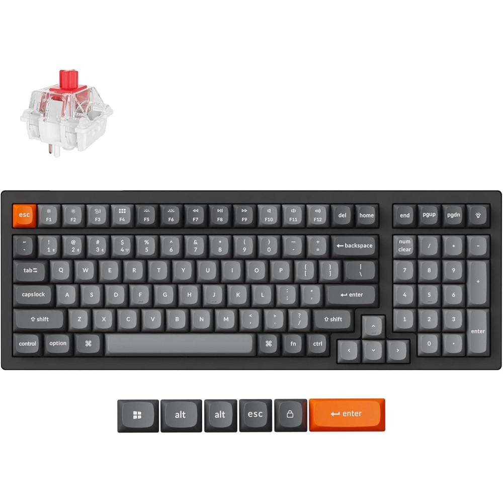imageKeychron K4 Max WirelessWired Mechanical Keyboard 96 Layout QMK 24 GHz Bluetooth Connection NonShine Through PBT Keycaps White Backlit Compatible with Mac Windows LinuxKeychron Super Red Switch