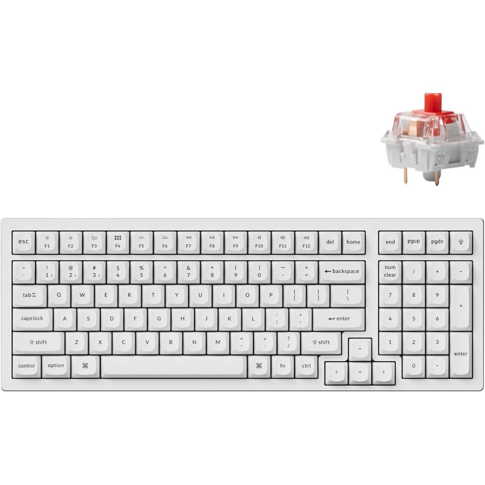 imageKeychron K4 Pro QMKVIA Bluetooth Wireless Mechanical Keyboard 96 Layout Custom Programmable Gaming Keyboard with White Backlight HotSwappable K Pro Red Switch for Mac Windows Linux  WhiteHotswap Red
