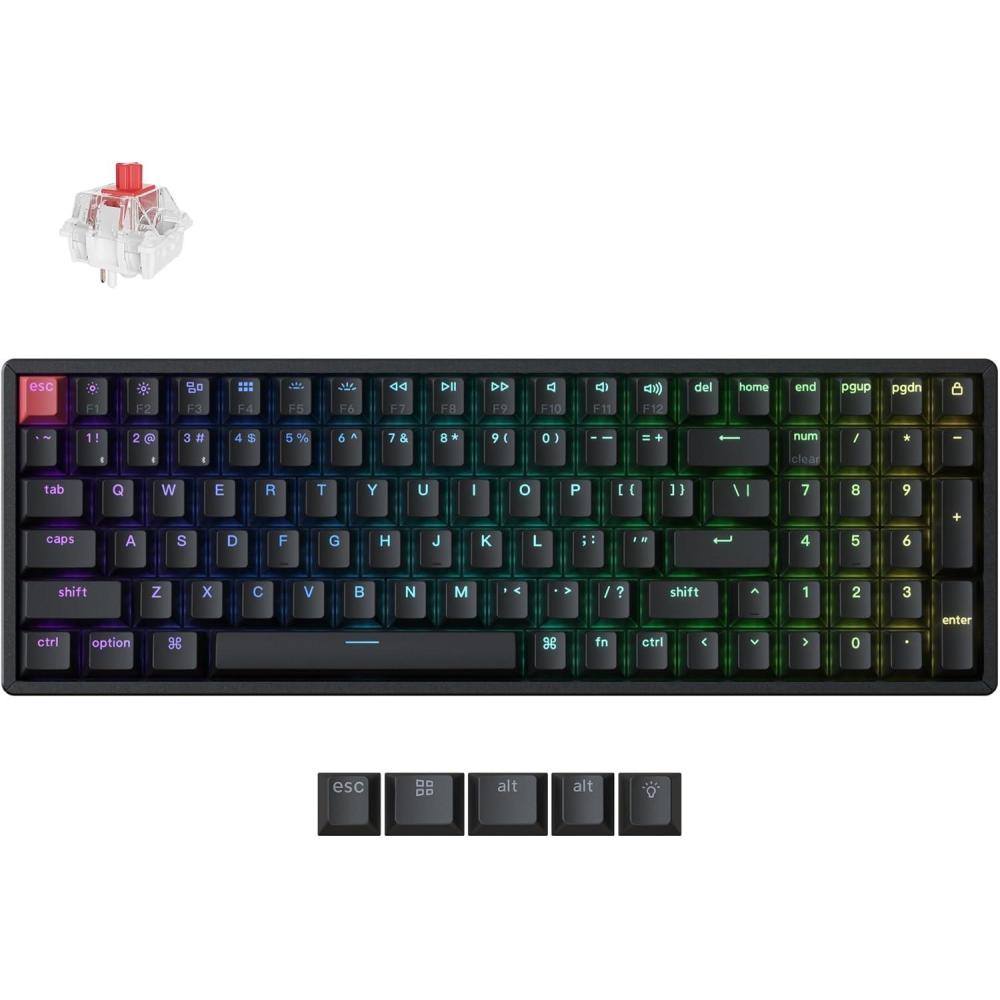 imageKeychron K4 RGB Hot Swappable Mechanical Keyboard 96 Layout Bluetooth WirelessUSB Wired Computer Keyboard with Gateron G Pro Red Switch Aluminum Frame for Mac WindowsVersion 2Keychron Super Red Switch