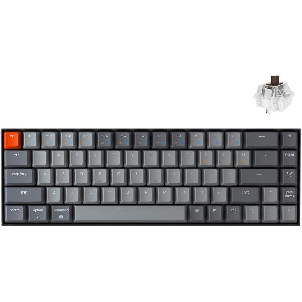 imageKeychron K6 Hot Swappable Wireless Bluetooth 51Wired Mechanical Gaming Keyboard 65 Compact 68Key RGB LED BacklightGateron G Pro Blue SwitchRechargeable Battery Compatible with Mac WindowsKeychron Super Brown Switch
