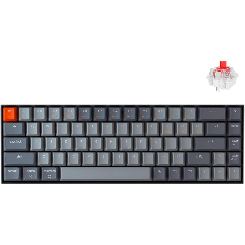 imageKeychron K6 Hot Swappable Wireless Bluetooth 51Wired Mechanical Gaming Keyboard 65 Compact 68Key RGB LED BacklightGateron G Pro Blue SwitchRechargeable Battery Compatible with Mac WindowsKeychron Super Red Switch
