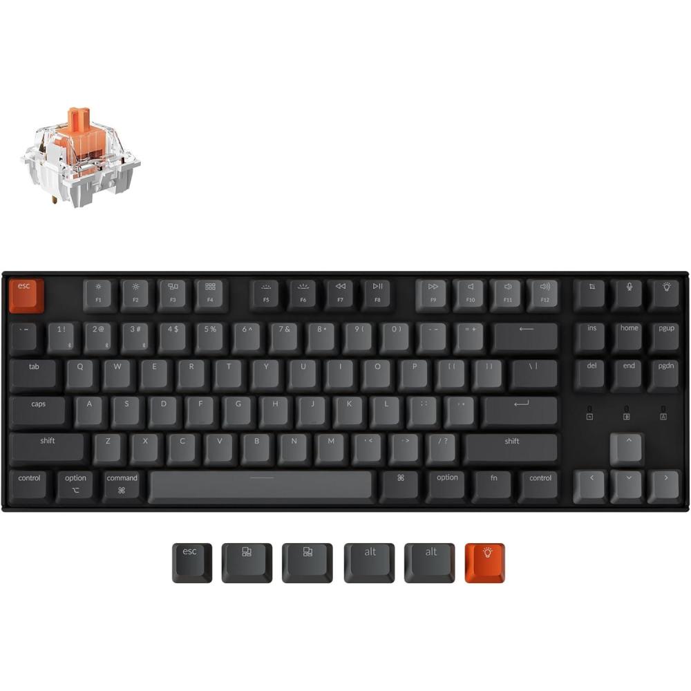 imageKeychron K8 Tenkeyless Wireless Mechanical Keyboard for Mac White Backlight Bluetooth Multitasking TypeC Wired Gaming Keyboard for Windows with Brown SwitchSilent Red Switch