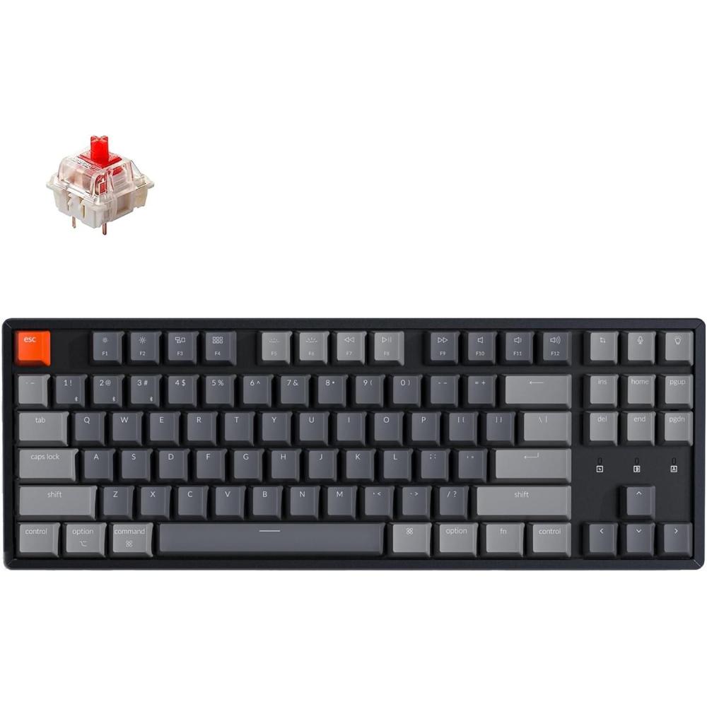 imageKeychron K8 Wireless BluetoothUSB Wired Mechanical Keyboard Hotswappable Tenkeyless 87 Keys RGB LED Backlit Gateron Brown Switch NKey Rollover Aluminum Frame for Mac and WindowsGateron Red Switch