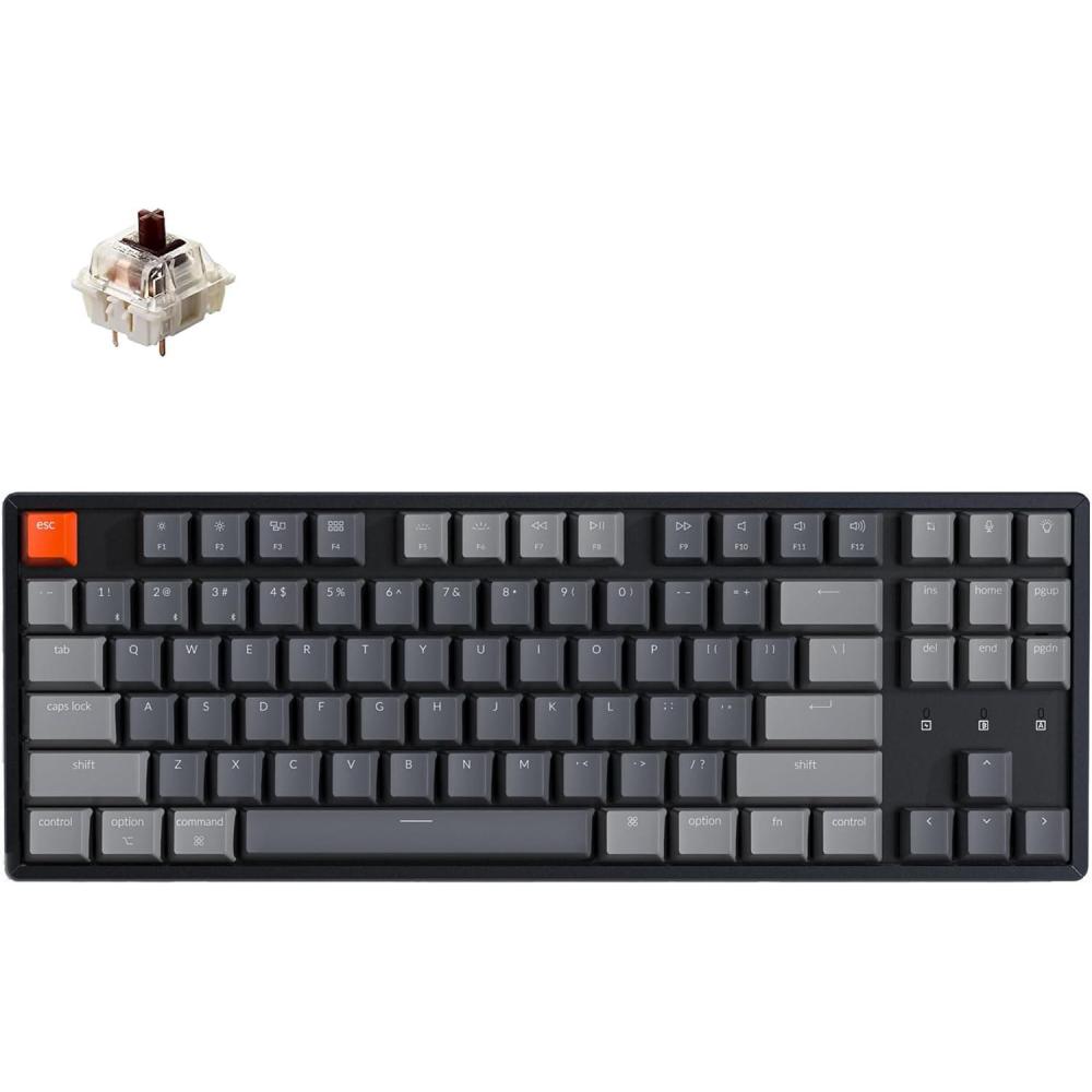 imageKeychron K8 Wireless BluetoothUSB Wired Mechanical Keyboard Hotswappable Tenkeyless 87 Keys RGB LED Backlit Gateron Brown Switch NKey Rollover Aluminum Frame for Mac and WindowsGateron Brown Switch