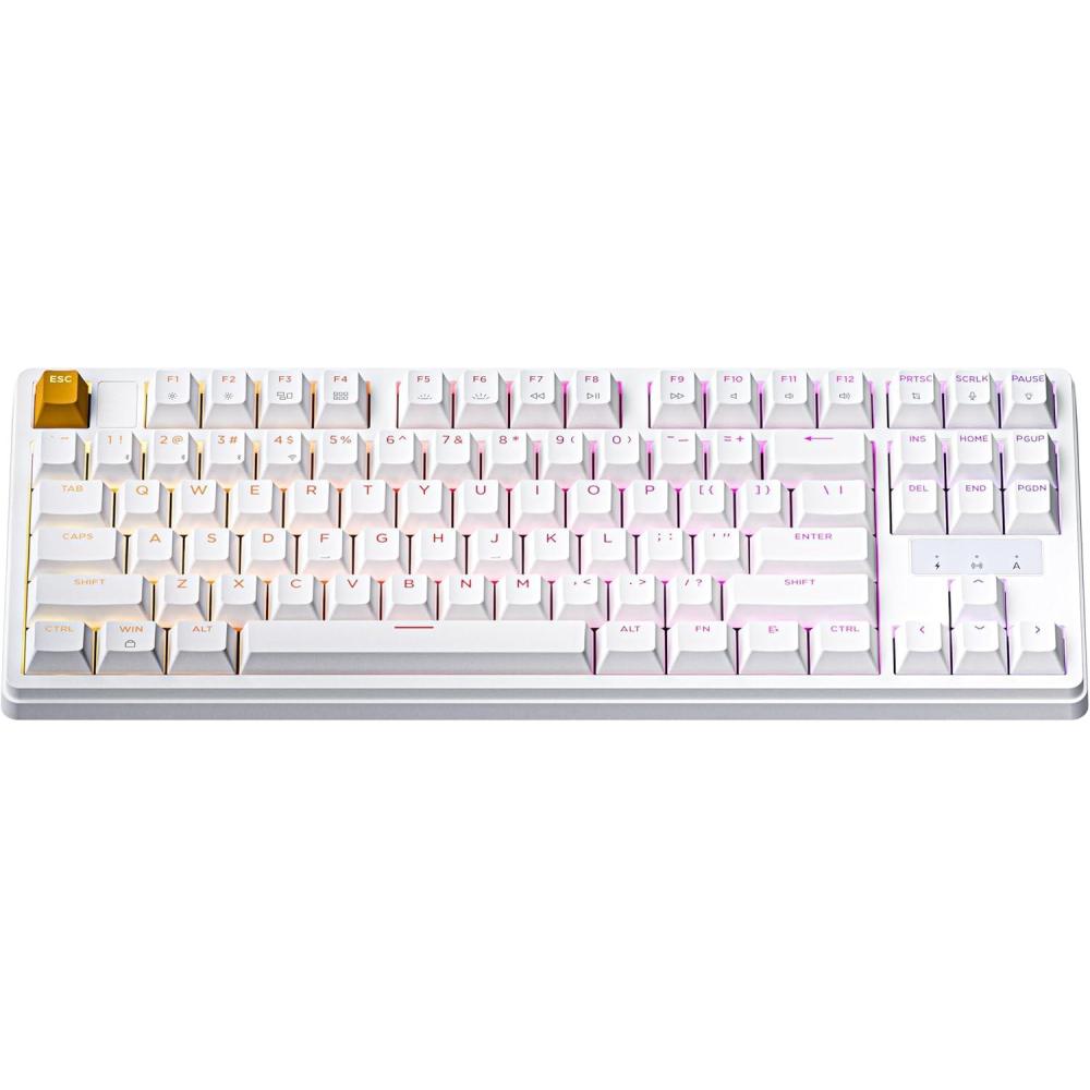 imageKeychron KJ4 Wireless Mechanical Keyboard  80 Layout Super Red Switch QMK RGB Backlit 24GBluetoothUSBC Cherry PBT ShineThrough Keycaps 3750mAh Battery MacWinLinux Compatible  WhiteWhite  Red Switch