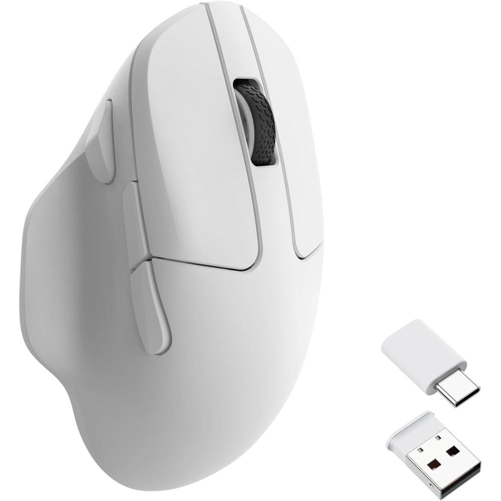 imageKeychron M7 Wireless Computer Mouse 26K DPI Optical Computer Mouse 24 GHzBluetoothWired with Macro Button 63g Lightweight Ergonomic Up to 70 Hours Worktime for Laptop macOSWindows  BlackWhite