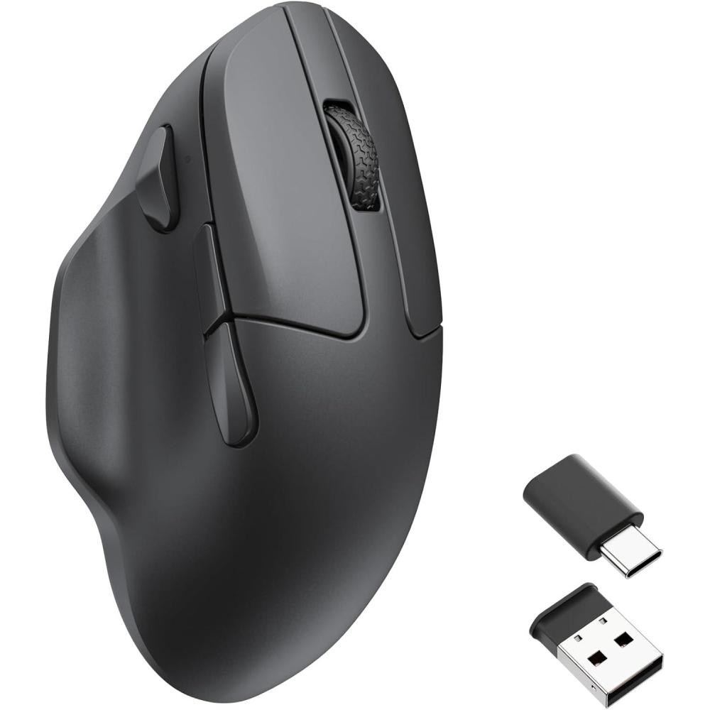imageKeychron M7 Wireless Gaming Optical Mouse TriMode 24 GHzBluetooth 51Wired PixArt 3395 Sensor 26000 DPI Ergonomic 63g Lightweight Programmable Macro Button for Windows PCMac  BlackBlack