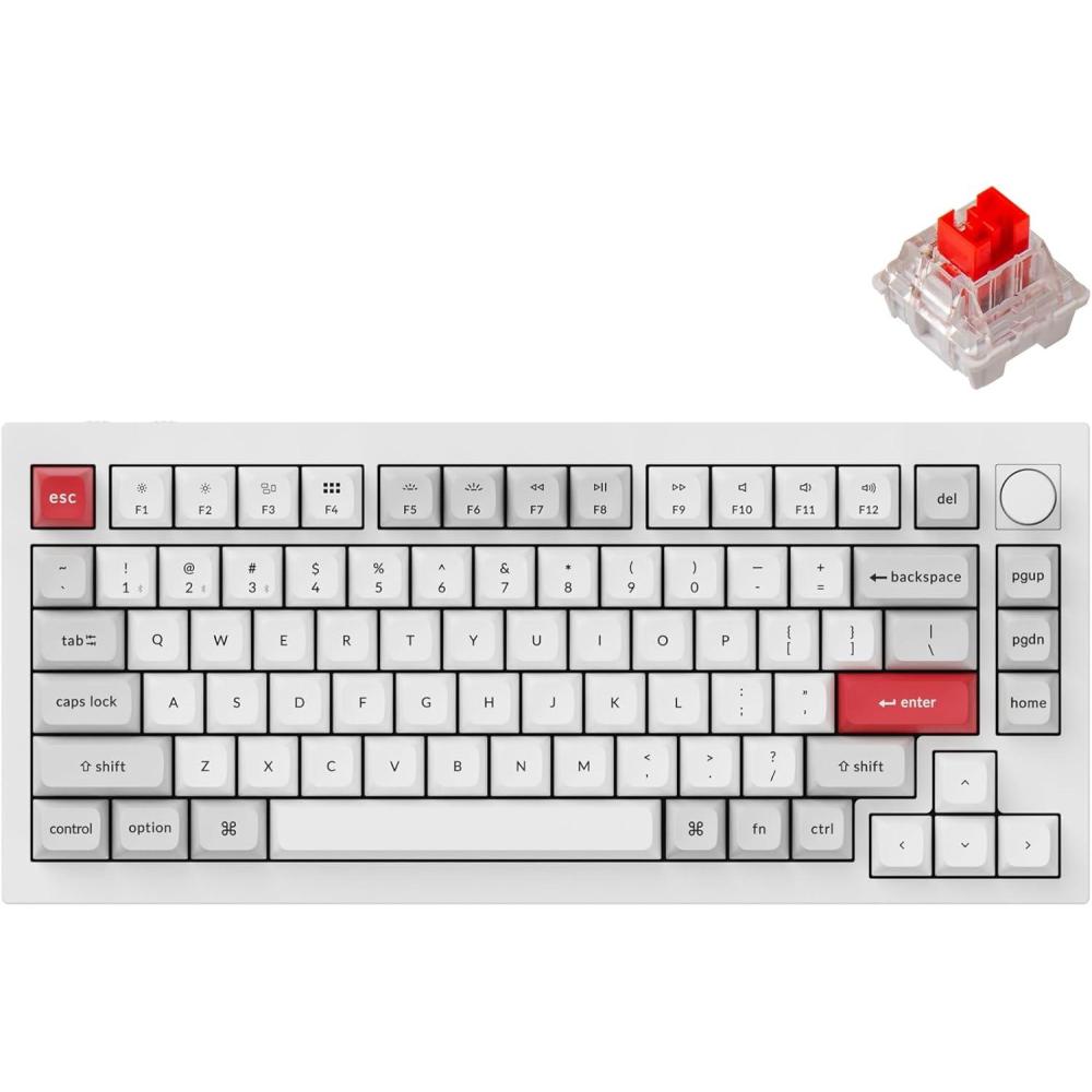 imageKeychron Q1 Pro Wireless Custom Mechanical Keyboard QMKVIA Programmable Full Aluminum 75 Layout BluetoothWired RGB with Hotswappable Keychron K Pro Brown Switch Compatible with Mac Windows LinuxHotswap Keychron K Pro Red Switch