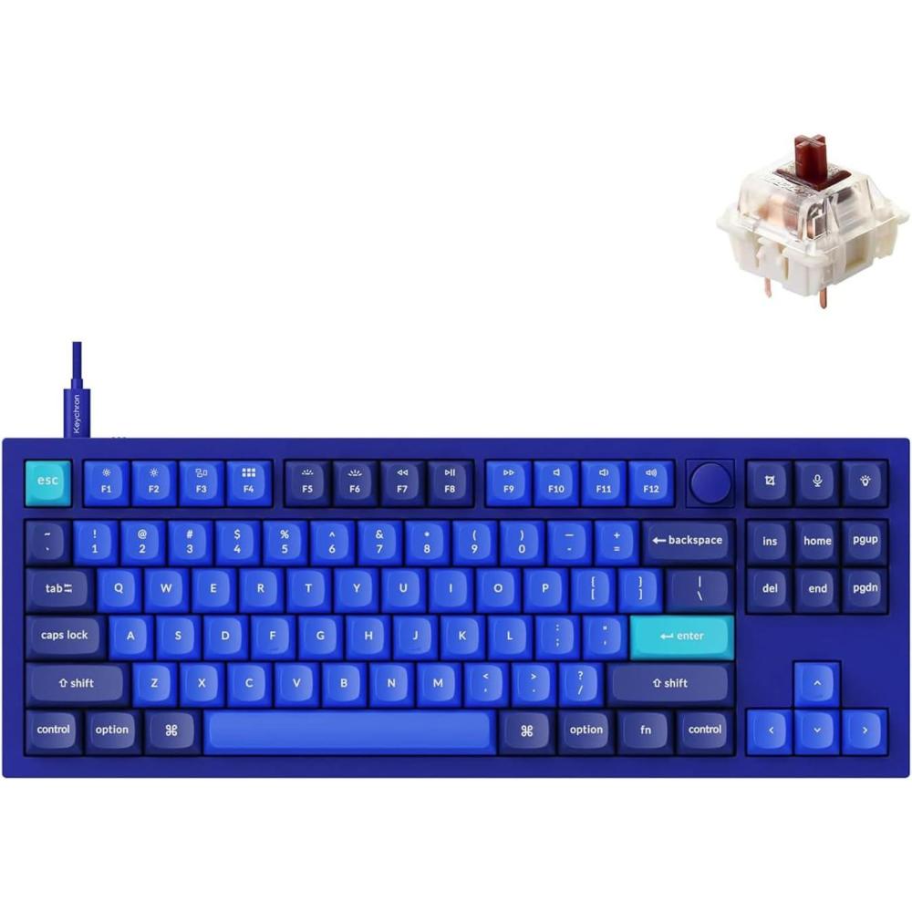 imageKeychron Q3 Wired Custom Mechanical Keyboard Knob Version TKL Tenkeyless QMKVIA Programmable Macro with Hotswappable Gateron G Pro Red Switch Double Gasket Compatible with Mac Windows Linux BlueHotswap RGB Gateron G Pro Brown Switch