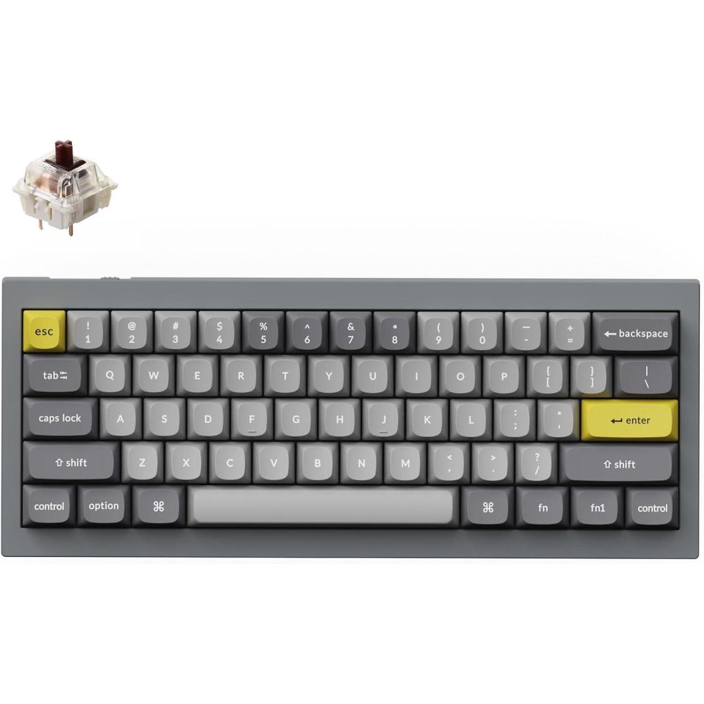 imageKeychron Q4 Wired Custom Mechanical Keyboard 60 Layout QMKVIA Programmable Macro with Hotswappable Gateron G Pro Brown Switch Double Gasket Compatible with Mac Windows Linux GrayGrey keycap