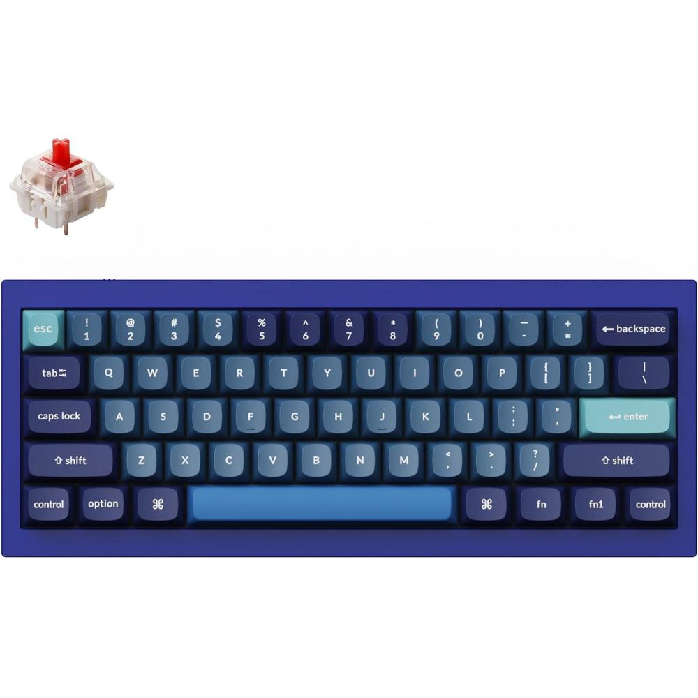 imageKeychron Q4 Wired Custom Mechanical Keyboard 60 Layout QMKVIA Programmable Macro with Hotswappable Gateron G Pro Red Switch Double Gasket Compatible with Mac Windows Linux Navy BlueGateron G Pro Red Switch