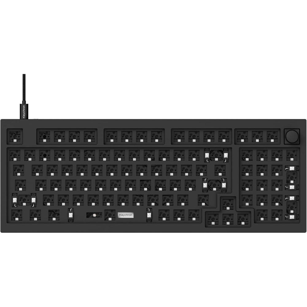 imageKeychron Q5 96 Layout HotSwappable Wired Custom Mechanical Keyboard Knob Barebone Version QMKVIA Programmable Macro Full Aluminum RGB Backlight Double Gasket DIY Kit for Linux Mac WindowsBlueBlack