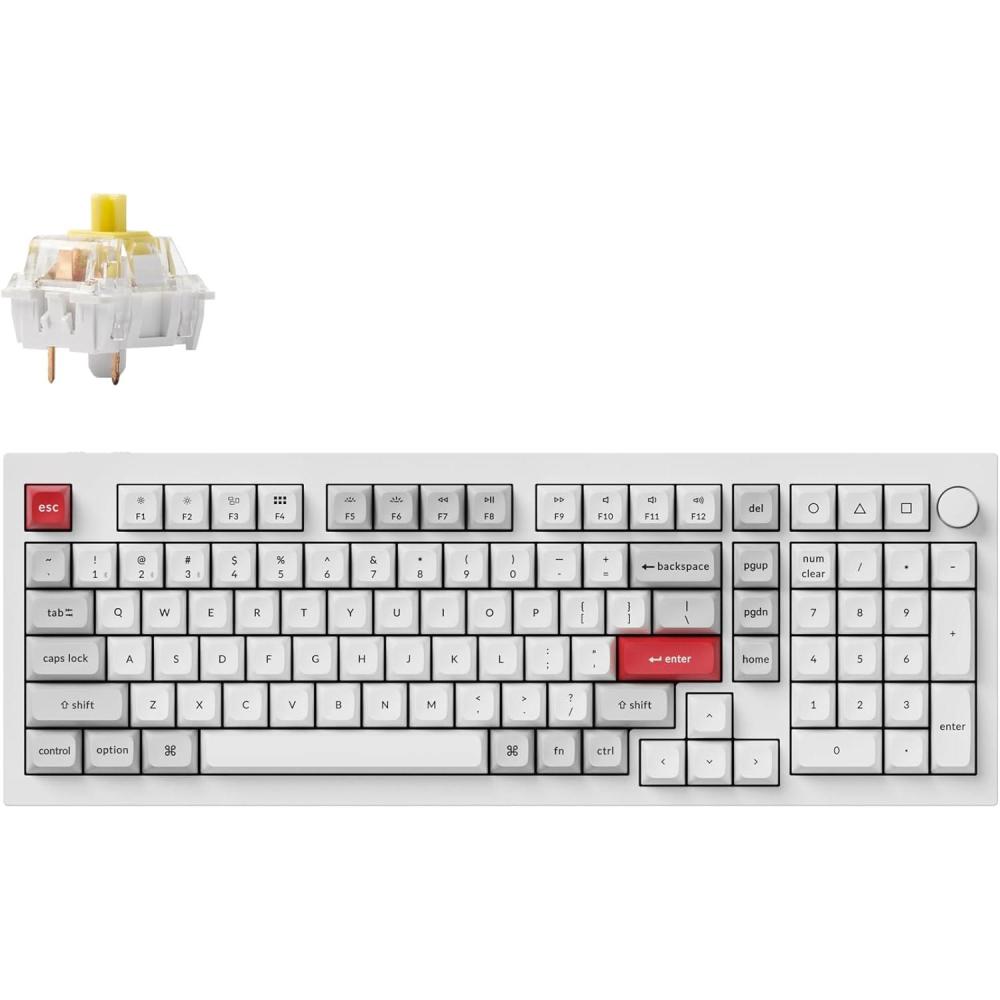 imageKeychron Q5 Pro QMKVIA Wireless Custom Mechanical Keyboard Full Aluminum 96 Layout with Programmable Knob DoubleGasket Design with Hotswappable K Pro Red Switch for Mac Windows Linux WhiteHotswappable K Pro Banana Switch