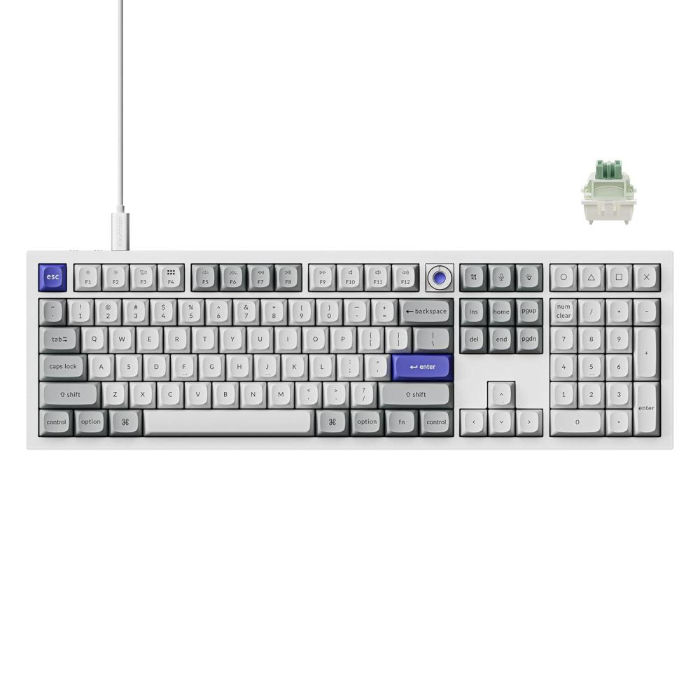 imageKeychron Q6 HE Wired Hall Effect Keyboard Rapid Trigger Magnetic Switch Keyboard Hot Swappable 8000 Hz Polling Rate FullSize Layout Aluminum Custom RGB for Mac Windows Linux  WhiteWhite