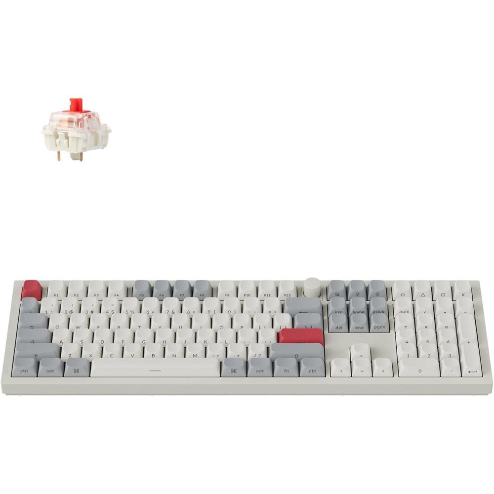 imageKeychron Q6 Max QMKLAUNCHER Wireless Bluetooth24 GHzUSBC Wired Custom Mechanical Keyboard Full Size Programmable Knob RGB Backlit HotSwappable Gateron Brown Switch for Mac Windows Linux  WhiteHotswap Red Switch