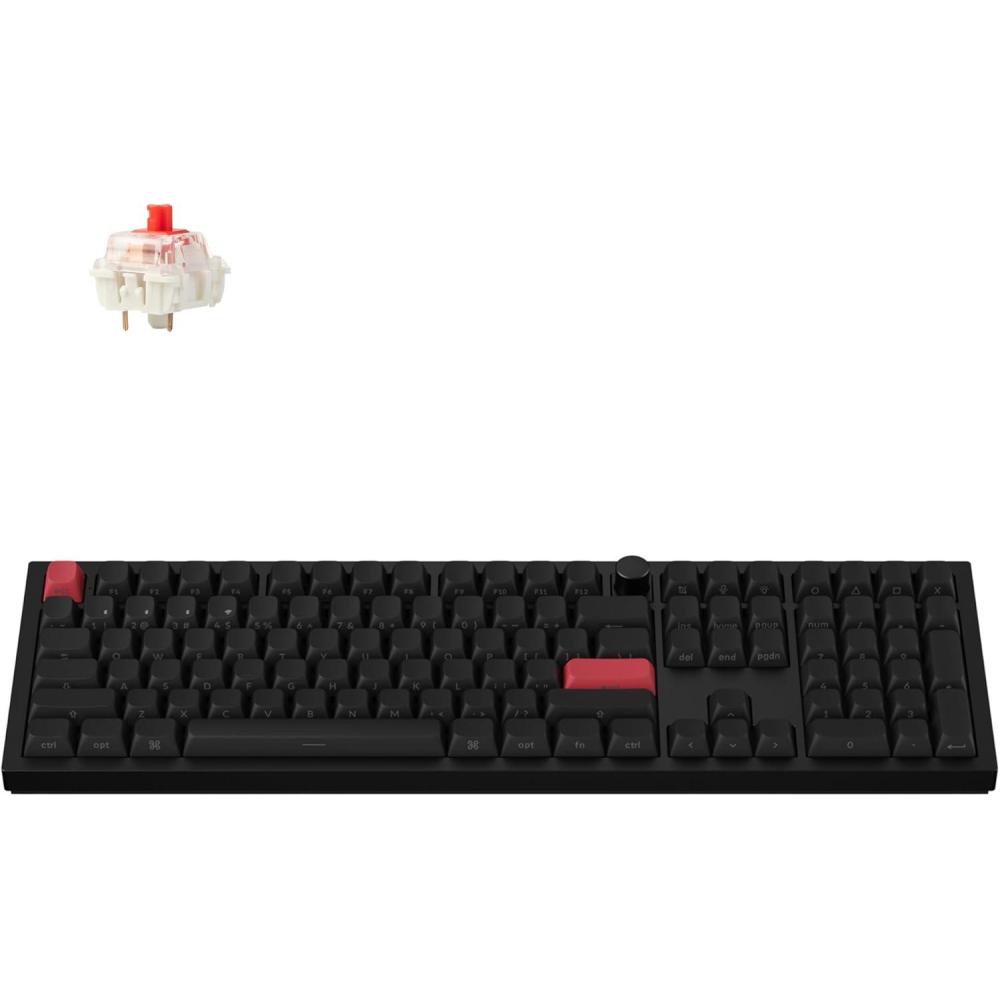 imageKeychron Q6 Max QMKLauncher Wireless Bluetooth24 GHzUSBC Wired Custom Mechanical Keyboard Full Size Programmable Knob RGB Backlit HotSwappable Gateron Red Switch for Mac Windows Linux  BlackHotswap Red Switch