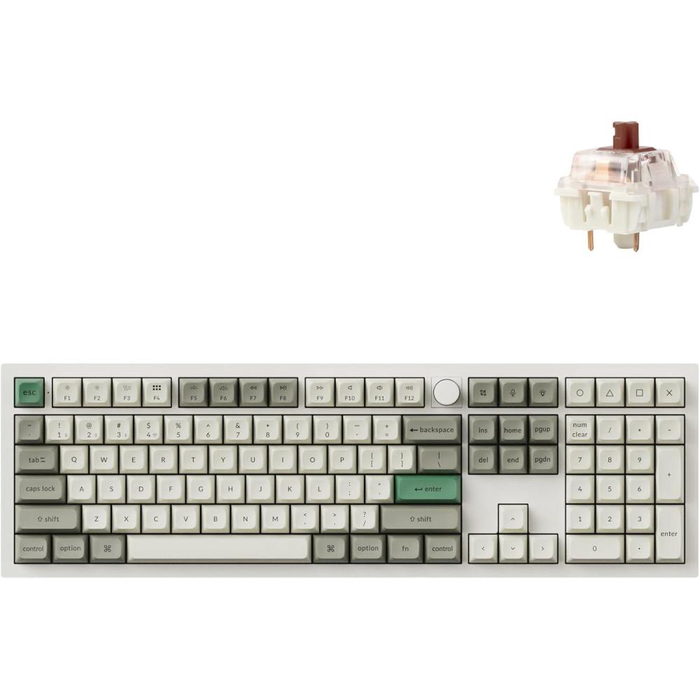 imageKeychron Q6 Max QMKVIA Bluetooth Wireless 24 GHzUSBC Wired Custom Mechanical Keyboard Full Size Programmable Knob RGB Backlit HotSwappable Gateron Red Switch for Mac Windows Linux  WhiteHotswap Brown Switch
