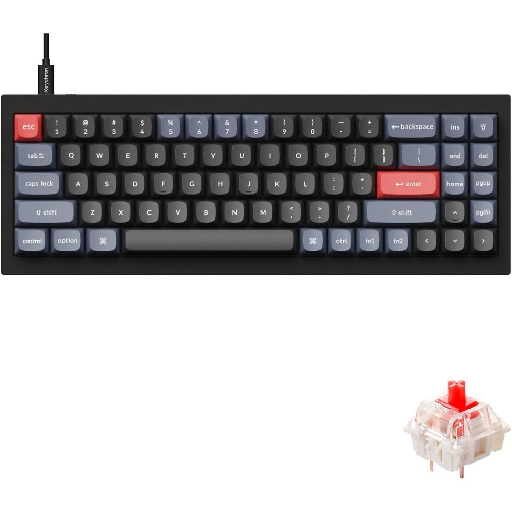 imageKeychron Q7 70 Layout HotSwappable RGB Wired Custom Mechanical Keyboard Compatible with Mac Windows Linux QMKVIA Programmable Macro Gateron G Pro Red Switch Double Gasket Kit Full AluminumBlueGateron G Pro Red Switch Black