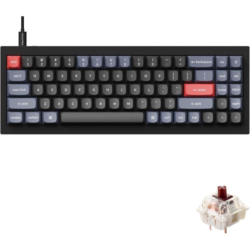 imageKeychron Q7 70 Layout HotSwappable RGB Wired Custom Mechanical Keyboard Compatible with Mac Windows Linux QMKVIA Programmable Macro Gateron G Pro Red Switch Double Gasket Kit Full AluminumBlueGateron G Pro Brown Switch Black