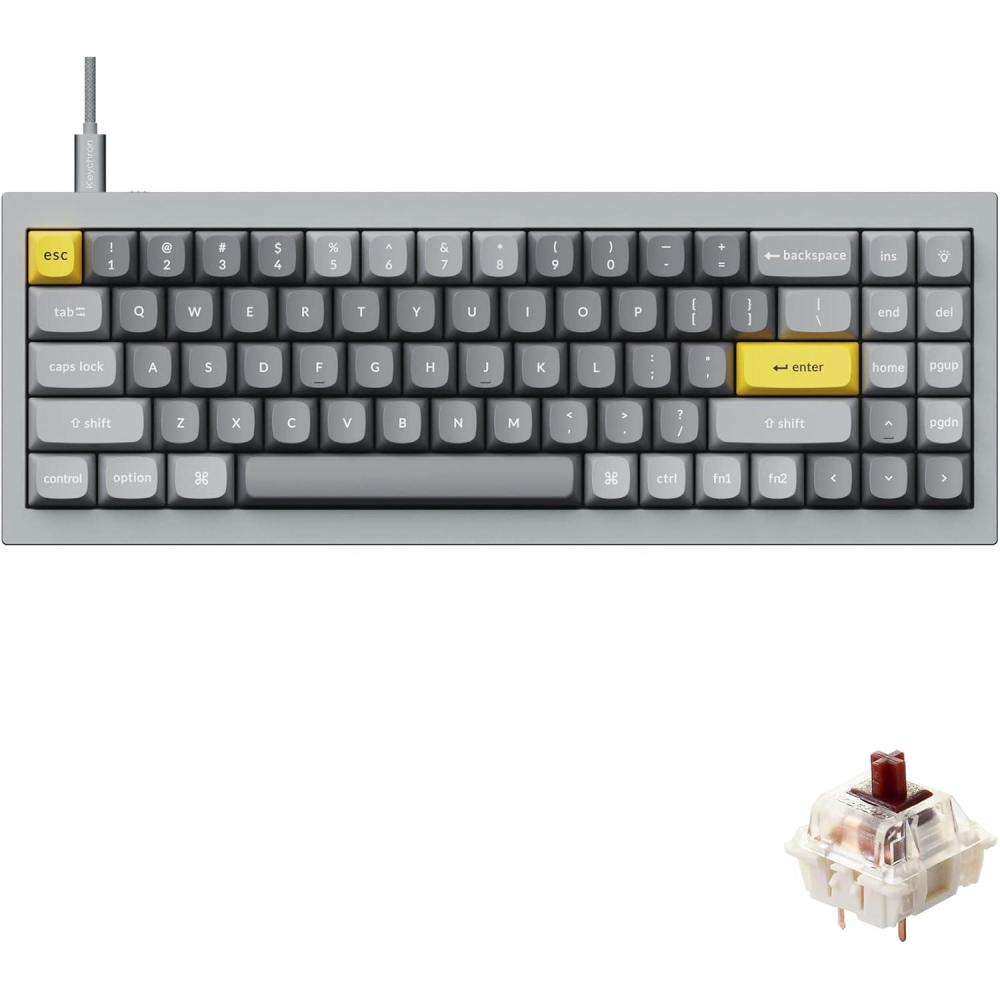 imageKeychron Q7 70 Layout HotSwappable RGB Wired Custom Mechanical Keyboard Compatible with Mac Windows Linux QMKVIA Programmable Macro Gateron G Pro Red Switch Double Gasket Kit Full AluminumBlueGateron G Pro Brown Switch Grey