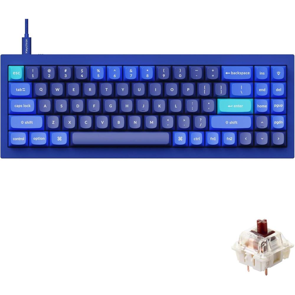imageKeychron Q7 70 Layout HotSwappable RGB Wired Custom Mechanical Keyboard Compatible with Mac Windows Linux QMKVIA Programmable Macro Gateron G Pro Red Switch Double Gasket Kit Full AluminumBlueGateron G Pro Brown Switch Blue